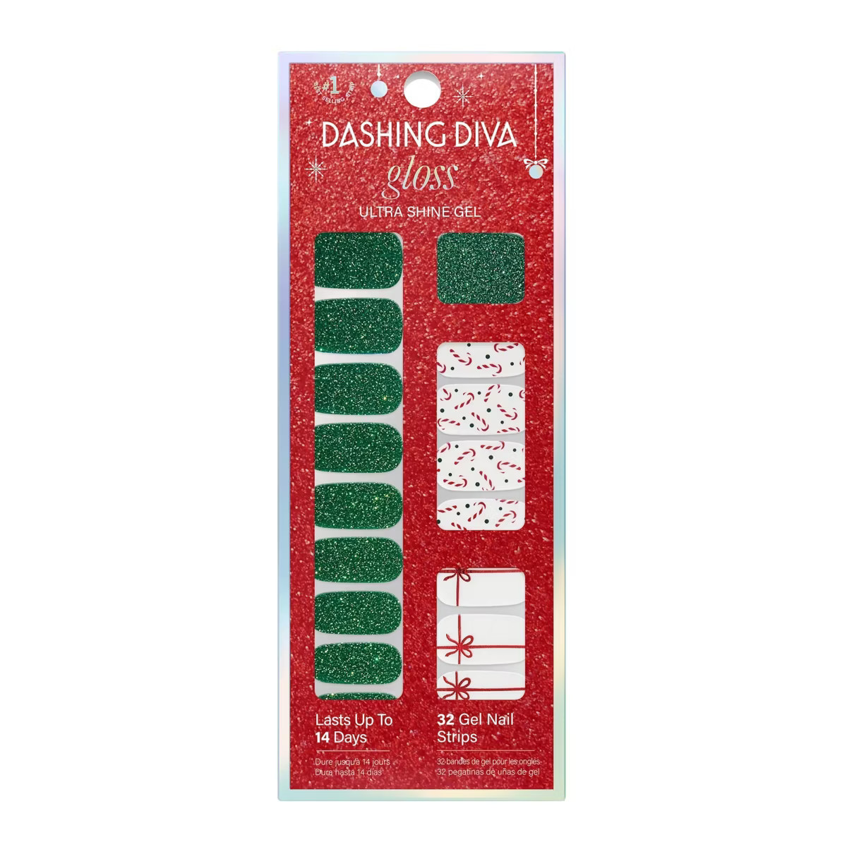 Dashing Diva Holiday Gloss Gel Nail Polish Strips - 32ct | Target