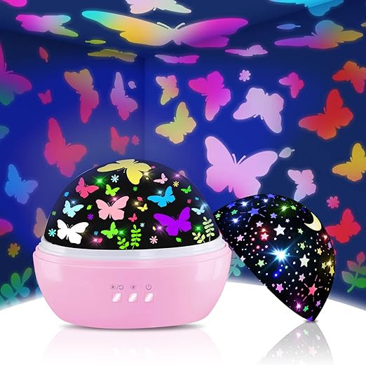 Butterfly Decorations, Kids Toys for 3-8 Year Old Girls, 16 Colors Star Projector Night Light, Bu... | Amazon (US)