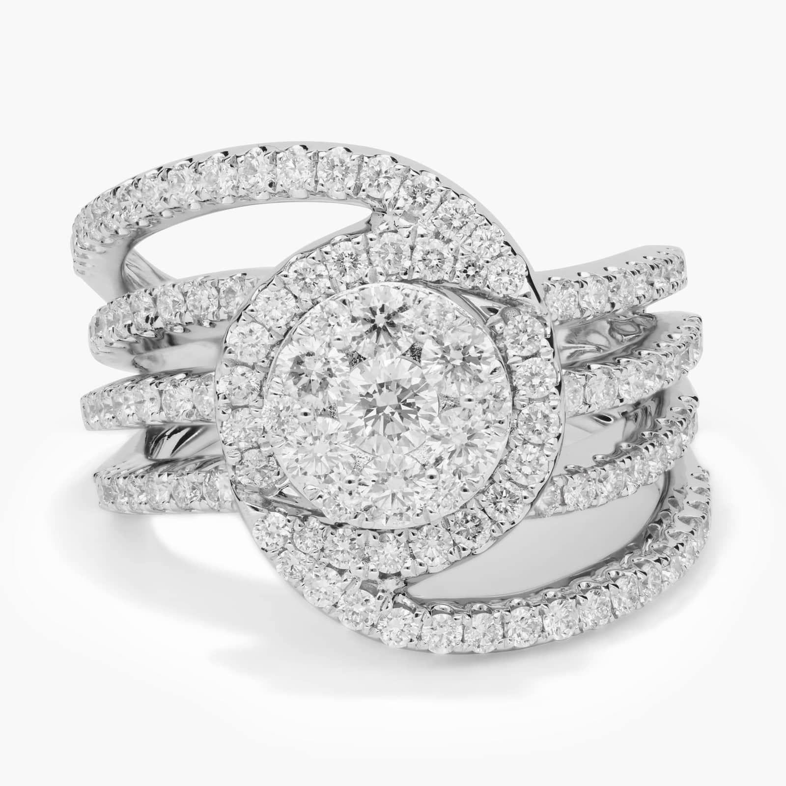 Swirling Halo Diamond Fashion Ring in 14k White Gold (1 1/3 ct. tw.) | Blue Nile