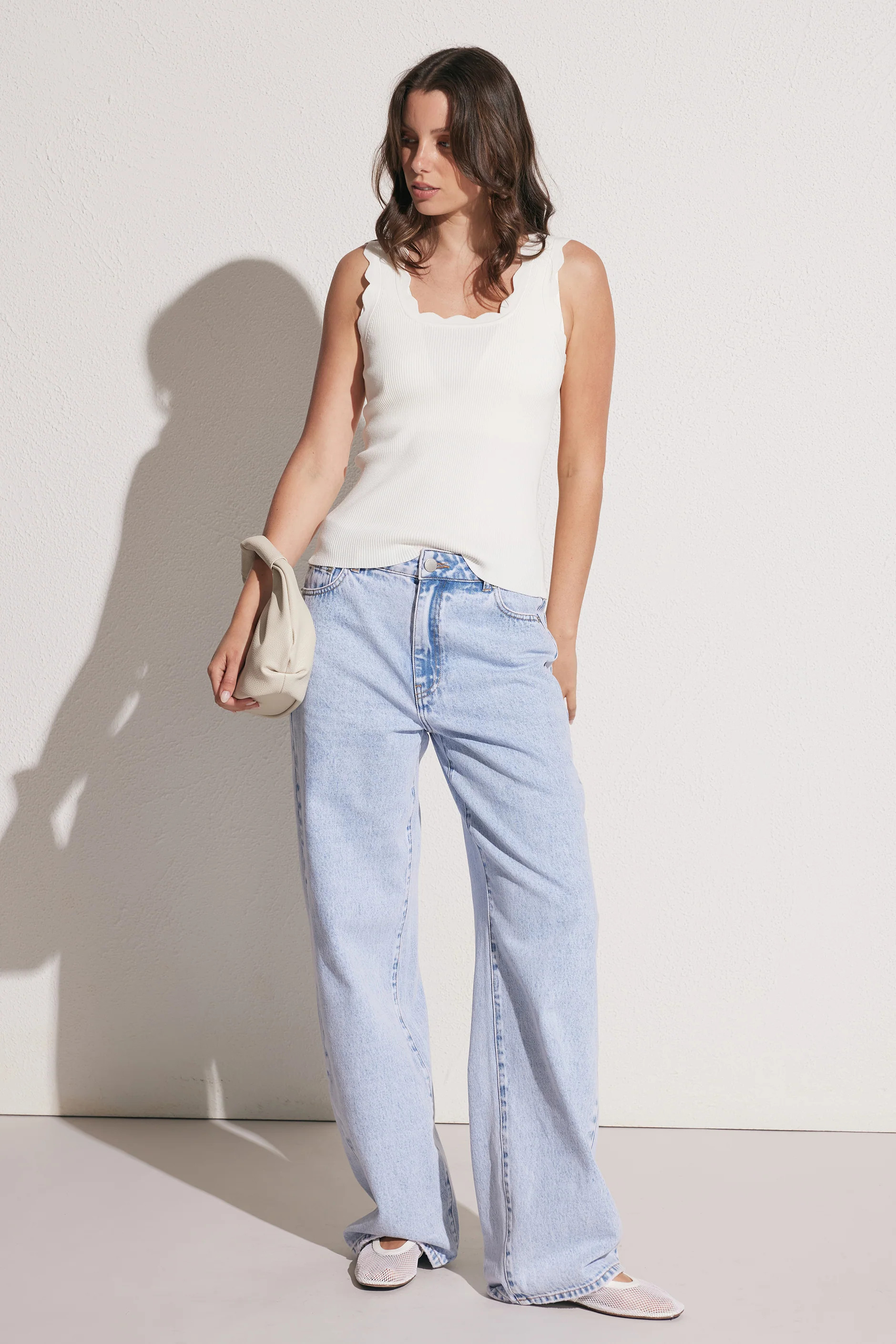 Kai Scallop Edge Tank - Ivory | DECJUBA