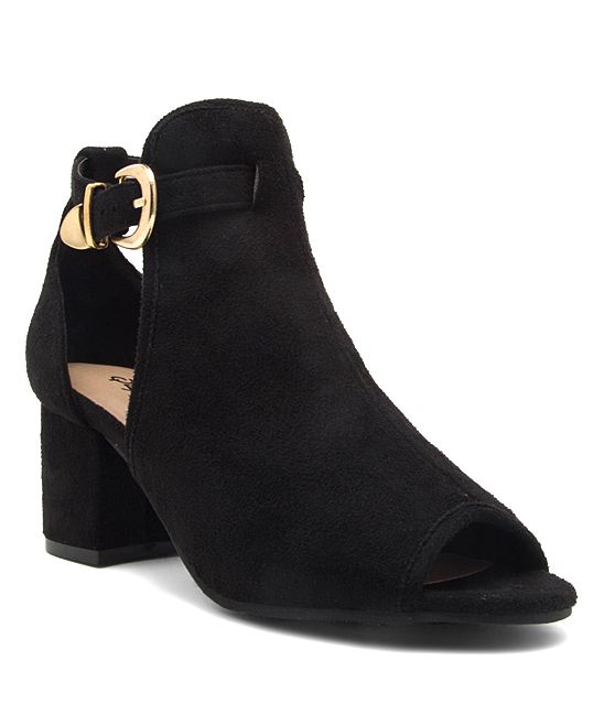 Qupid Women's Casual boots BLK - Black Peep Toe Aggie Ankle Boot - Women | Zulily