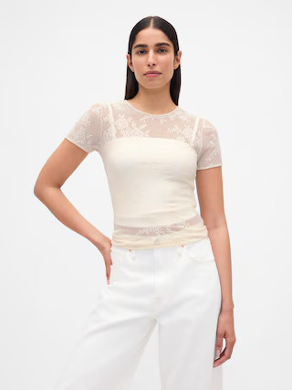 Floral Lace Mesh Top | Gap (US)