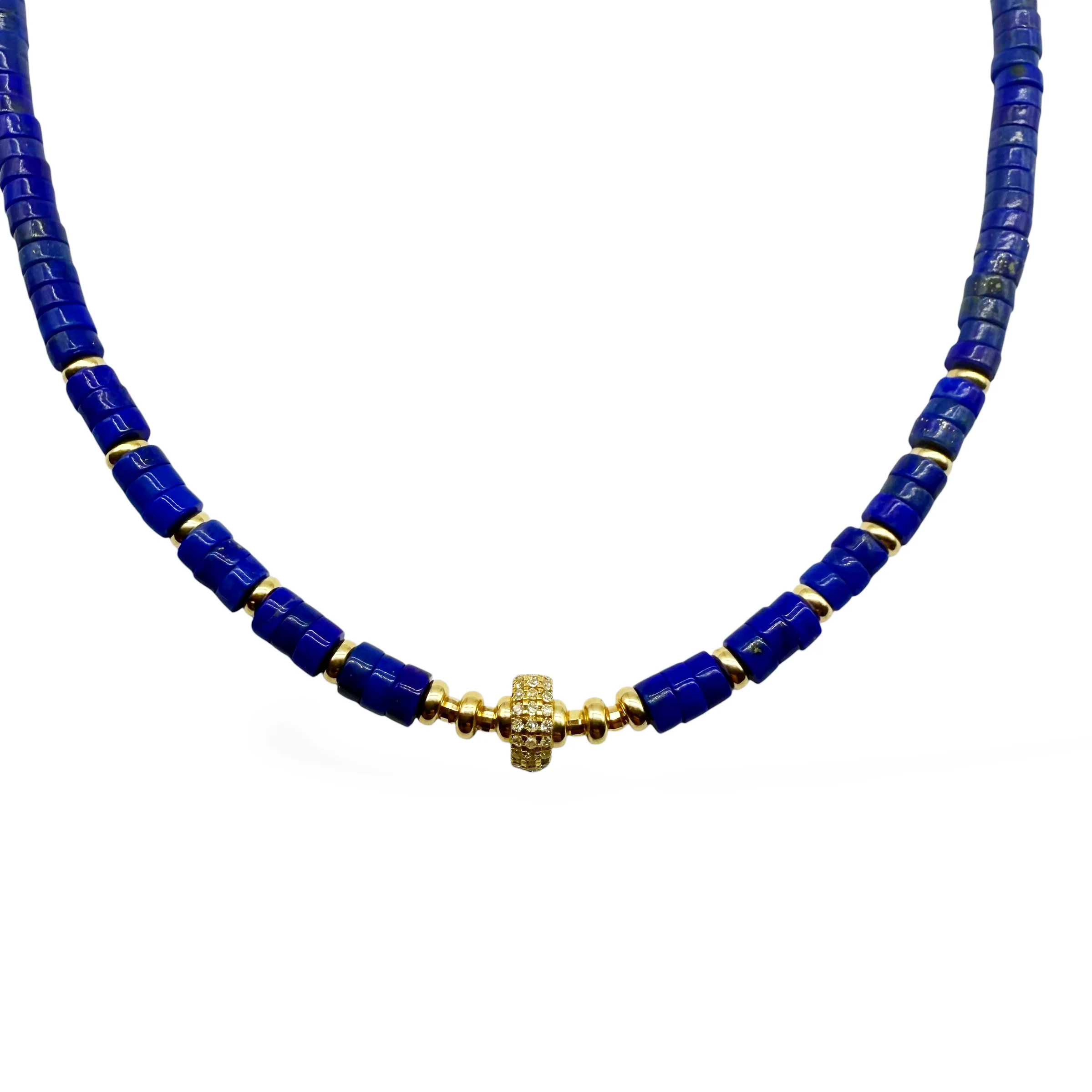 LAPIS AND DIAMOND BEAD NECKLACE – SHAKTI | SHAKTI JEWELRY