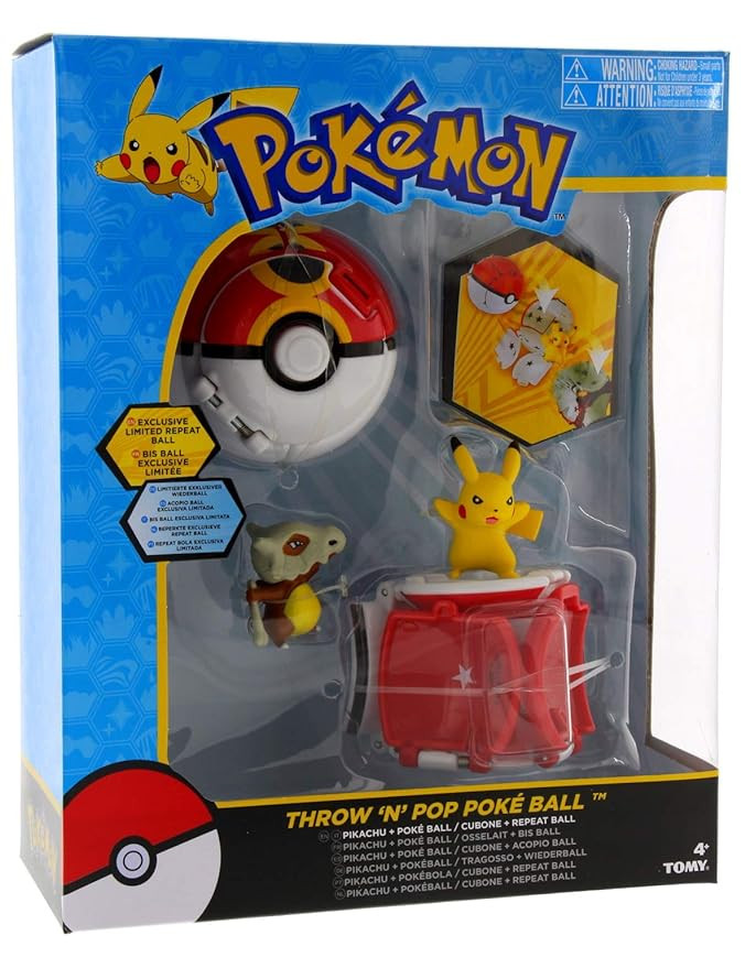 Tomy Pokemon Throw 'N' Pop Duel Pikachu Pokeball & Cubone Repeat Ball Figure Set | Amazon (US)