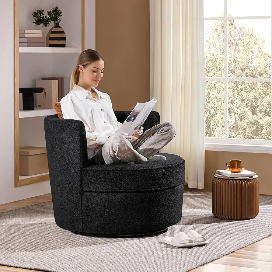 Yaheetech Swivel Barrel Accent Chair, 360 Degree Swivel Round Chairs with Removable Throw Pillow,... | Amazon (US)