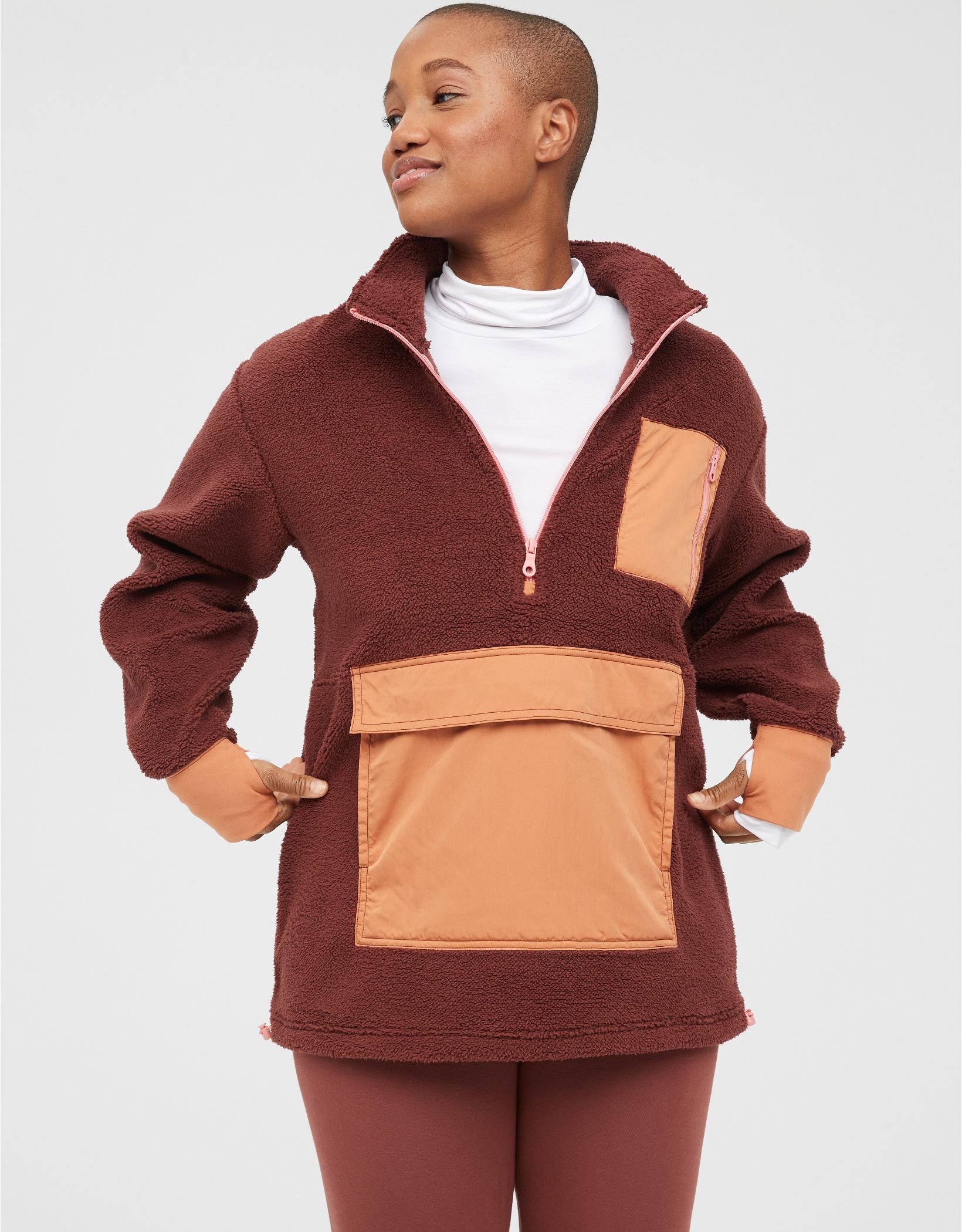OFFLINE By Aerie Sherpa Nylon Quarter Zip Jacket | American Eagle Outfitters (US & CA)