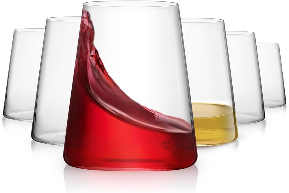 Stemless Wine Glasses Set of 6, Hand Blown Premium Crystal Red White Wine Glass - Modern Drinking... | Amazon (US)