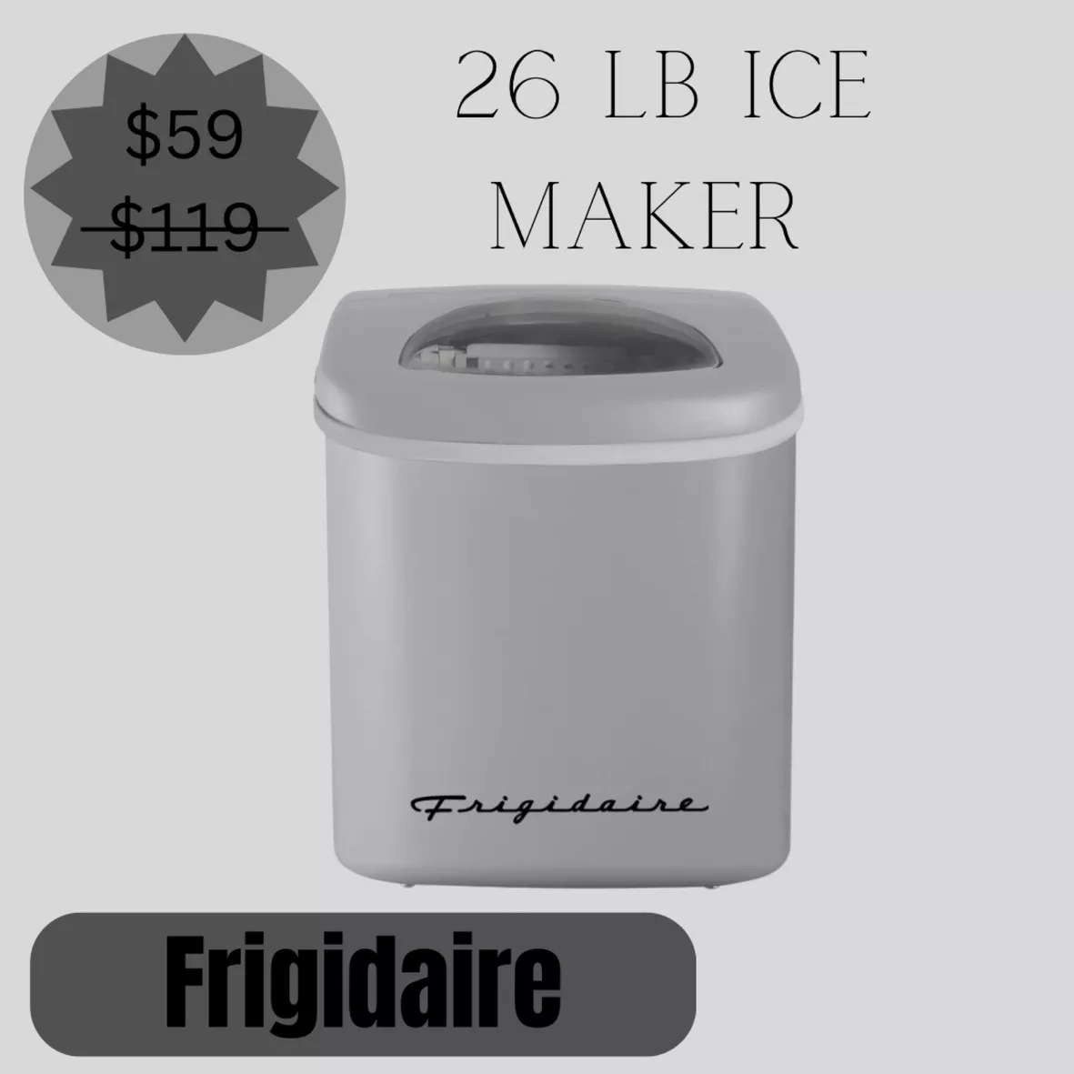 Frigidaire 26 lb Retro Ice Maker, Silver, EFIC128