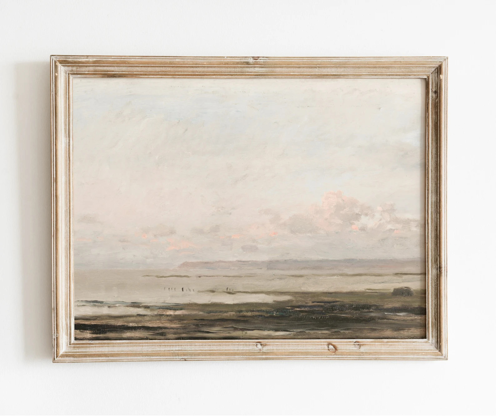 Hazy Beach  Vintage Coastal Seascape Painting  Muted | Etsy | Etsy (US)