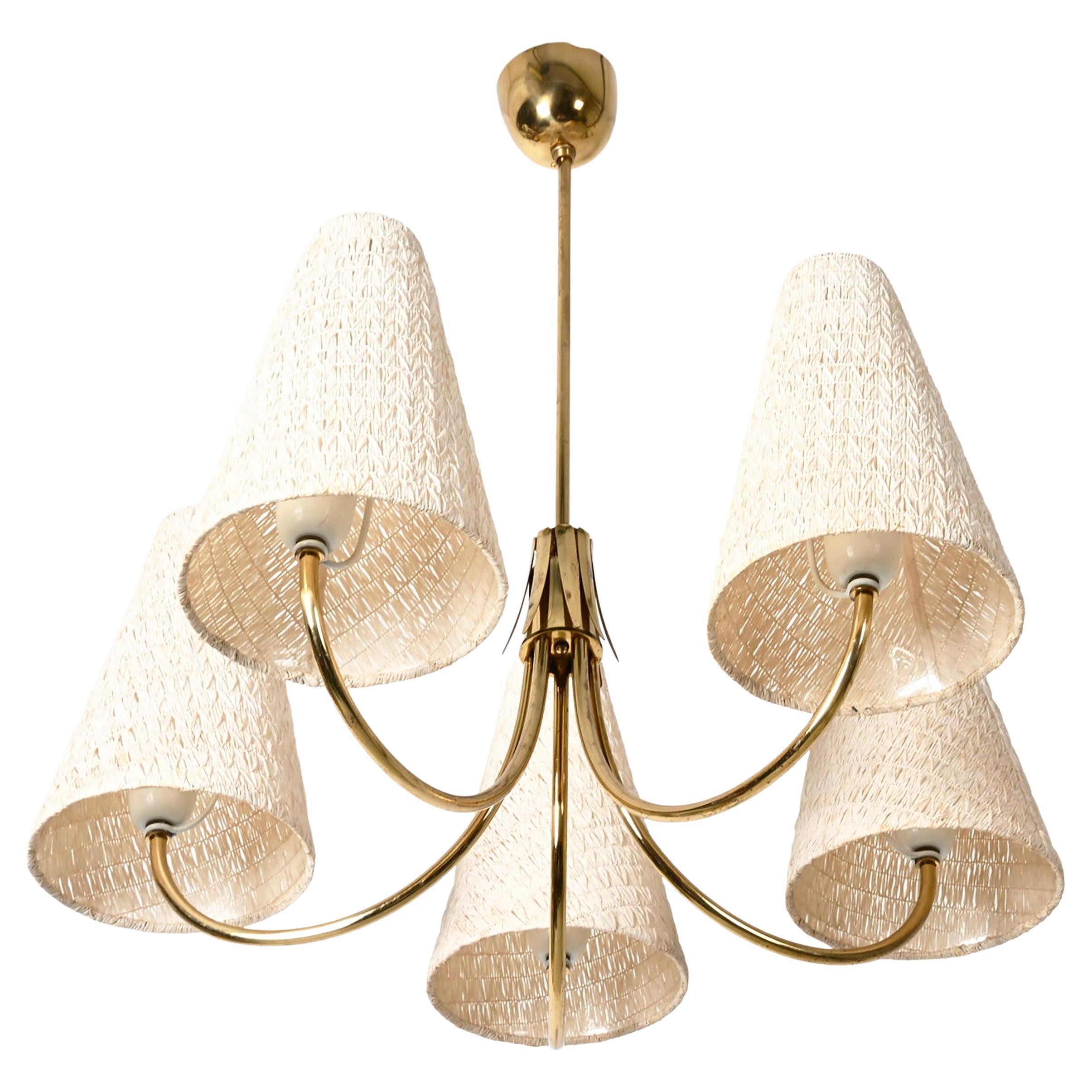 Midcentury Brass Chandelier by Rupert Nikoll | 1stDibs