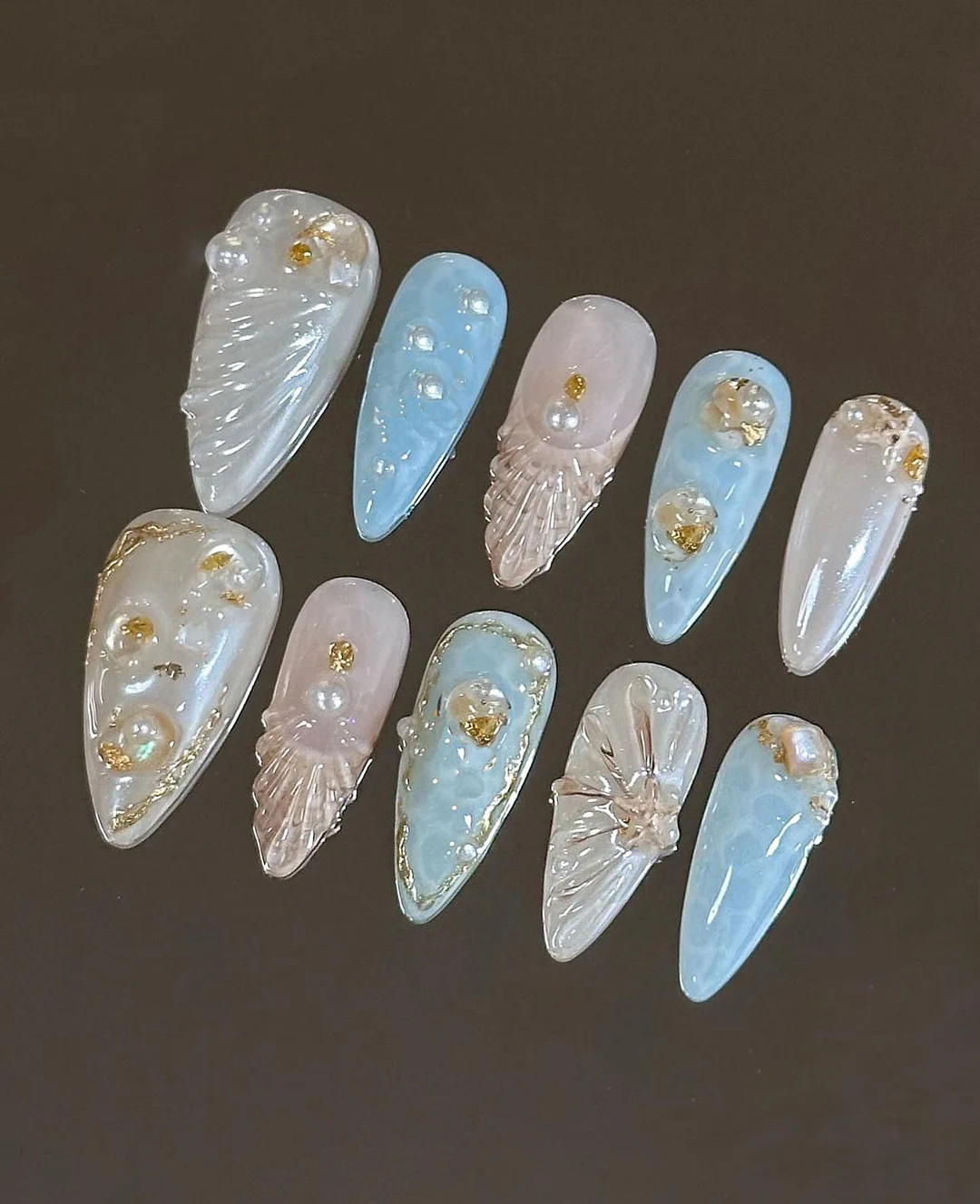 3D Sea Shell Press on Nails: Custom Faux Acrylic Gel Nails - Etsy | Etsy (Global)