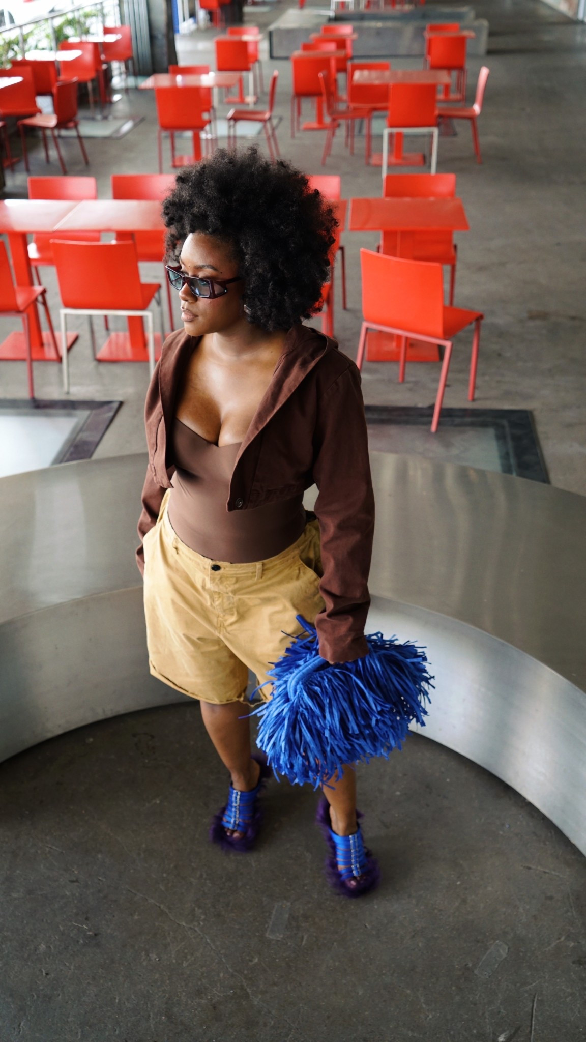 Spring outfit. Raffia clutch bag 