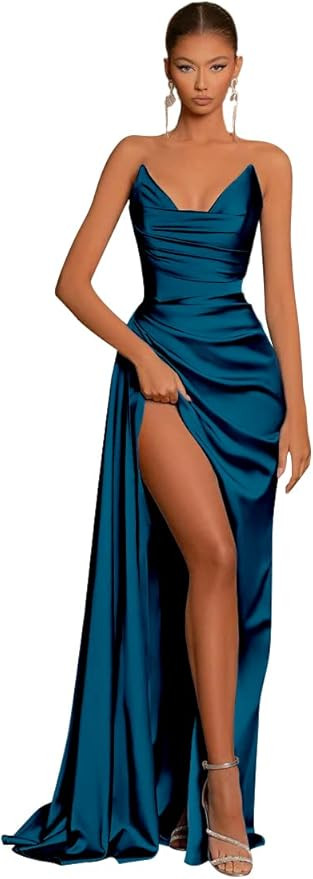 GUKARLEED Women's Off The Shoulder Satin Prom Dresses Long Ball Gown Corset Formal Dress Evening ... | Amazon (US)