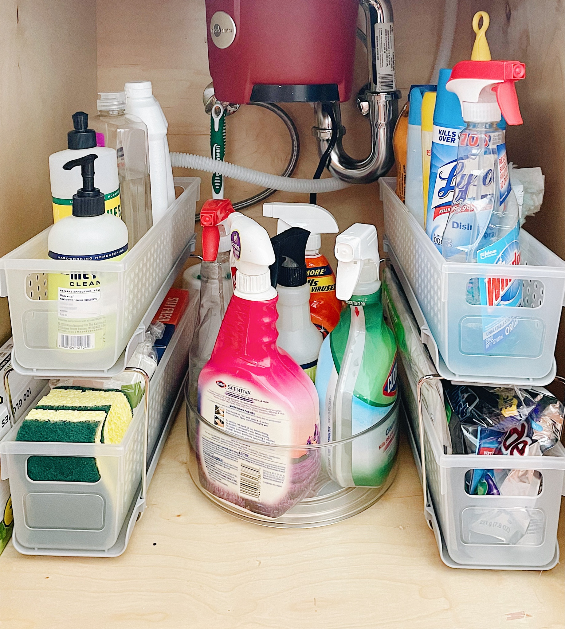 Under the sink cleaning supplies storage! #kitchenstorage #cleaningstorage #cleaningorganization #organizedkitchen

#LTKFindsUnder100 #LTKHome #LTKFindsUnder50