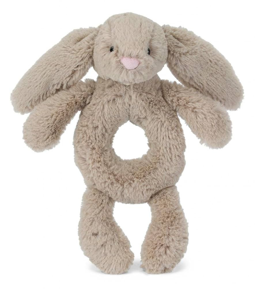 Jellycat Bashful Beige Bunny Stuffed Animal Ring Rattle, 7 inches - Bunnies & Rabbits Plush Rattl... | Amazon (US)