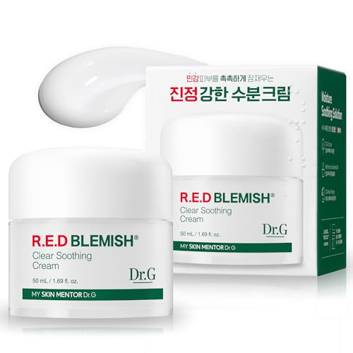 Dr.G Red Blemish Clear Soothing Korean Moisturizer Face Cream, 50ml - Cica Cream, Korean Skin Care Moisturizer, Korean Face Moisturizer, Facial Moisturizer, Korean Skincare, K Beauty Skincare Coreano | Amazon (US)