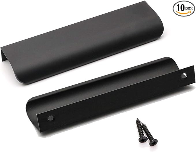 goldenwarm Tab Edge Pull Black Mount Finger Pull Hidden Door Handle for Kitchen Cabinets 128mm/5i... | Amazon (US)