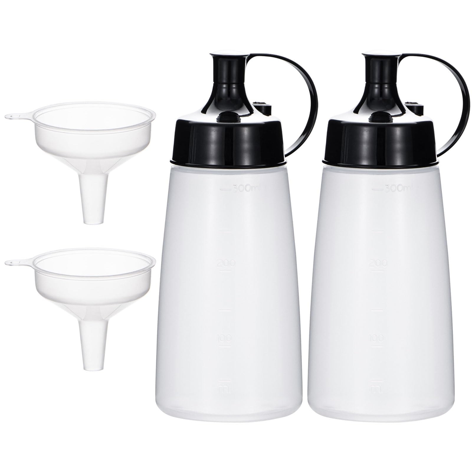 Condiment Squeeze Bottle Wide Mouth, 2 Pack 300ml 10oz Clear Squeeze Bottles with Cap Lids and Fu... | Amazon (US)