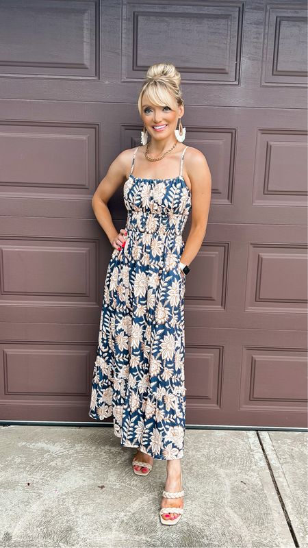 Blue print maxi dress $46.99 with a 10% coupon and 10% promo code B53JI9IN. While supplies last! Limited sizes available in this print. I am in a small. Other colors and prints available - braided heel sandals - fringe statement earrings - Amazon Fashion - Amazon finds - Amazon deal - Amazon deals - Amazon promo code - Amazon promo codes - Amazon coupon - Amazon coupons - summer dress - summer dresses - date night dress - date night outfit 


#LTKunder50 #LTKsalealert #LTKSeasonal