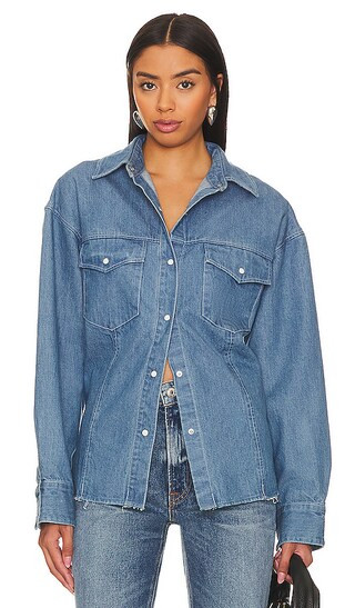 Ansel Western Shirt in Blue | Revolve Clothing (Global)