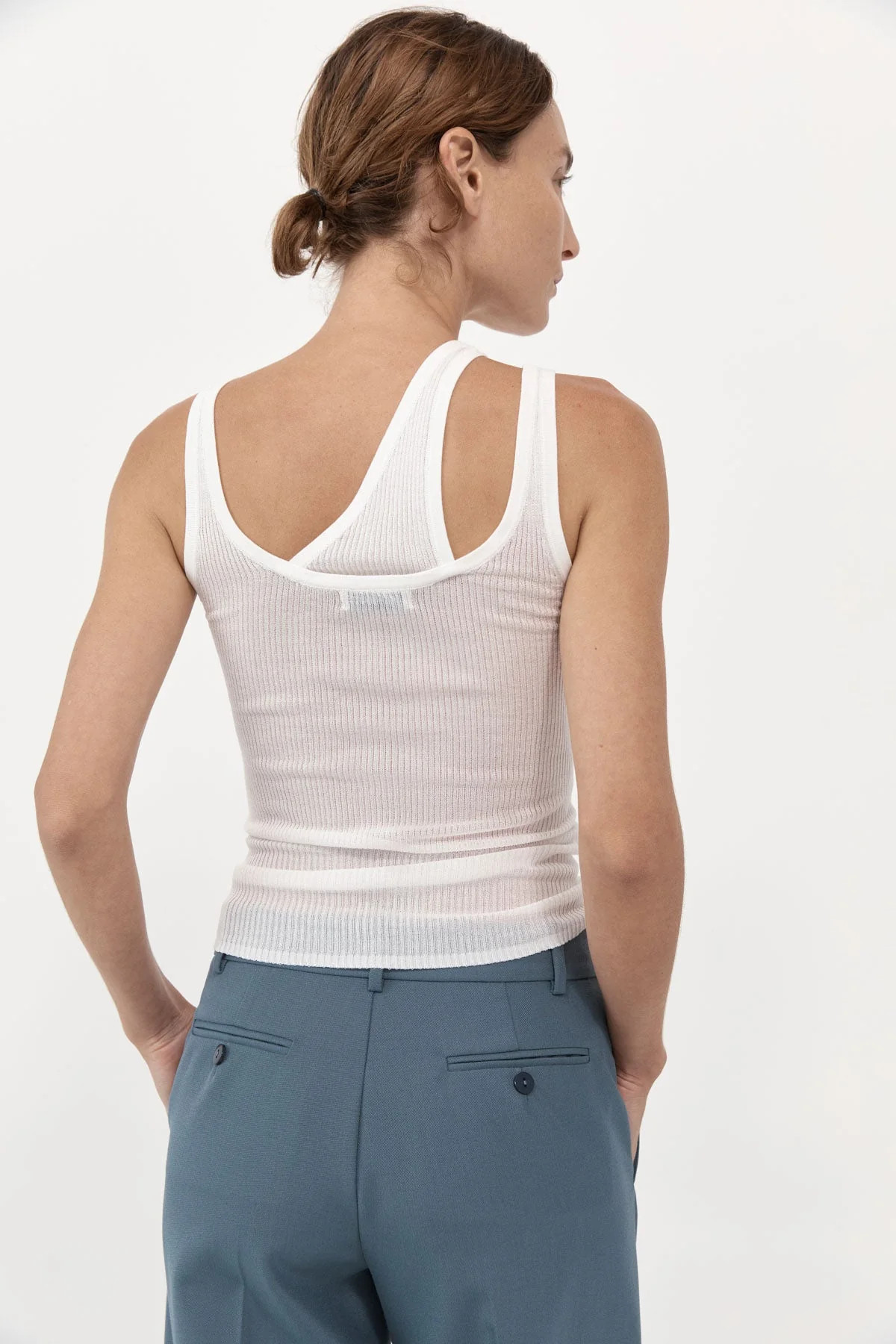 Double Layer Knit Singlet - White | St. Agni (US, UK, EU)
