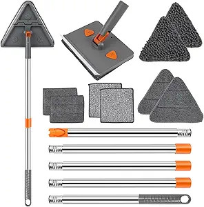 Baseboard Cleaner Tool with Handle, Folding Wall Mop with 83" Extension Pole, Swivel Wall Cleaner... | Amazon (US)