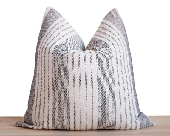 Textured Pillow Cover, Embroidered Stripe Pillow Cover | Stitched Select Collection | 'Ditmas' | Etsy (US)