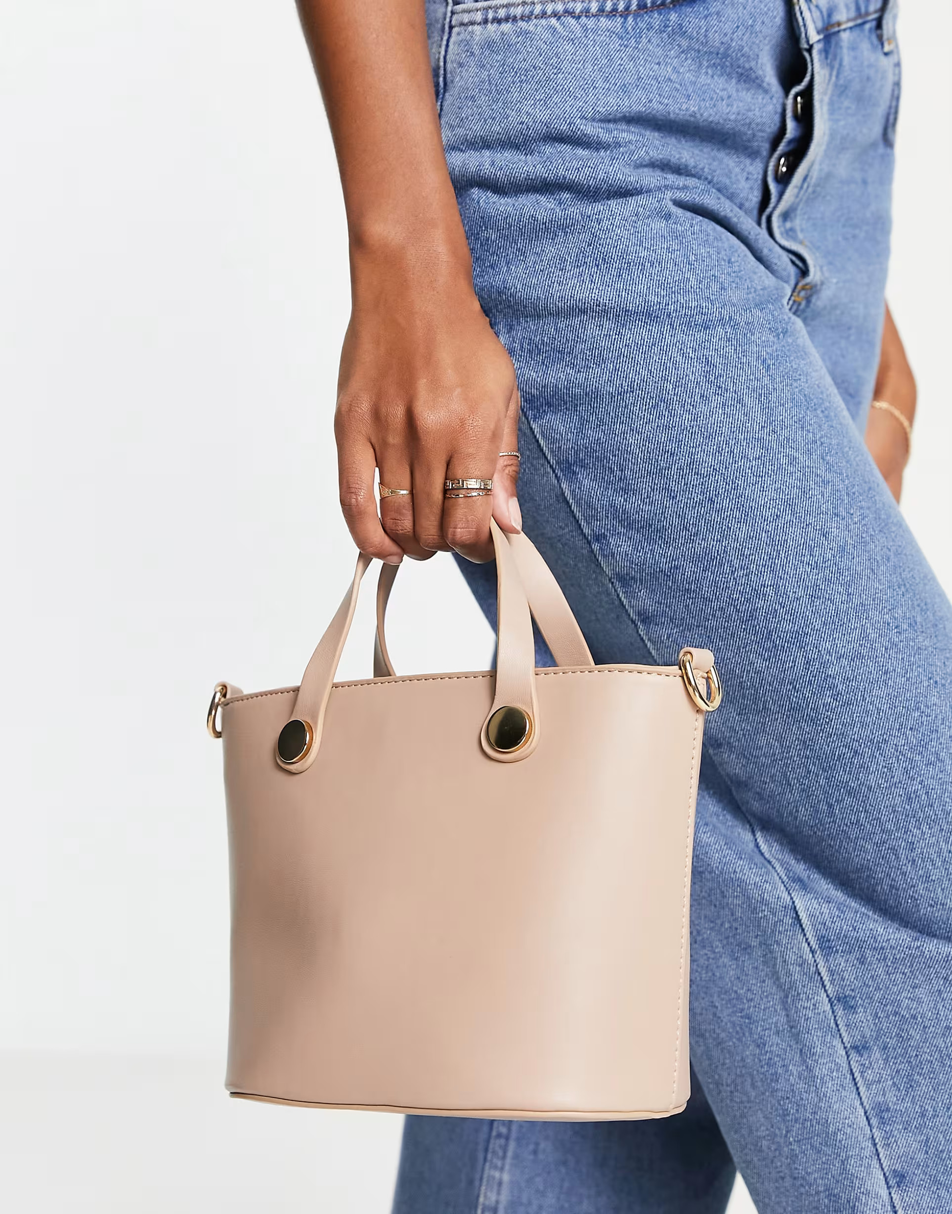 Truffle Collection structured bag with detachable cross body strap in light tan | ASOS (Global)