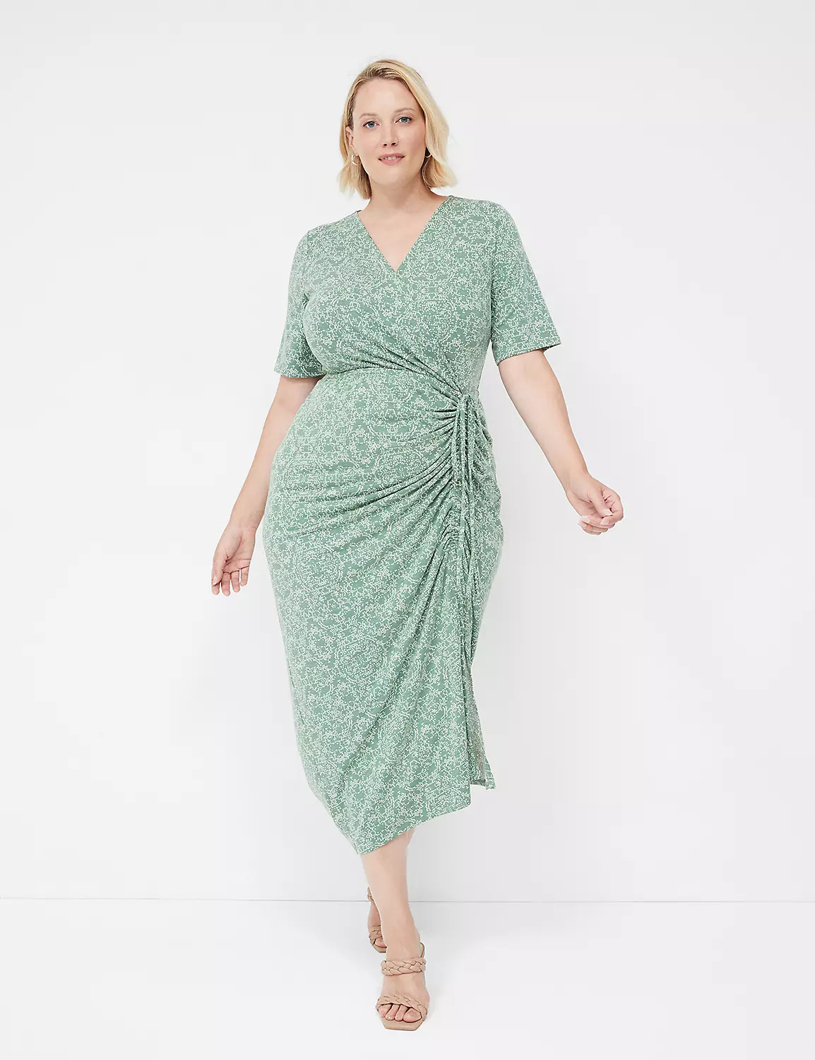 Elbow-Sleeve Ruched Maxi Dress | LaneBryant | Lane Bryant (US)