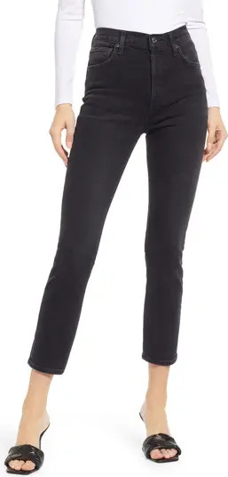 AGOLDE Riley High Waist Straight Leg Organic Cotton Blend Crop Jeans | Nordstrom | Nordstrom