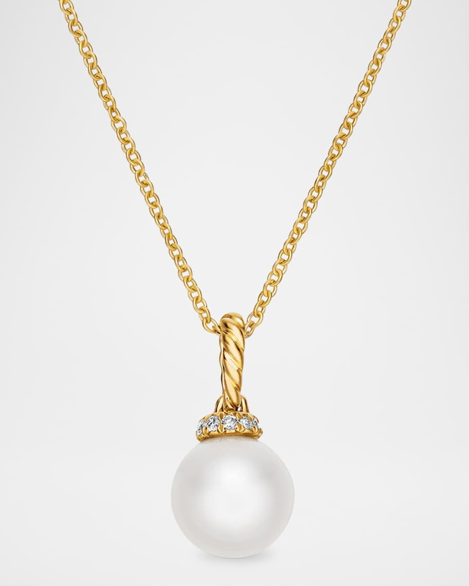 David Yurman Solari Pendant Necklace with Diamonds and Pearl in 18K Gold | Neiman Marcus