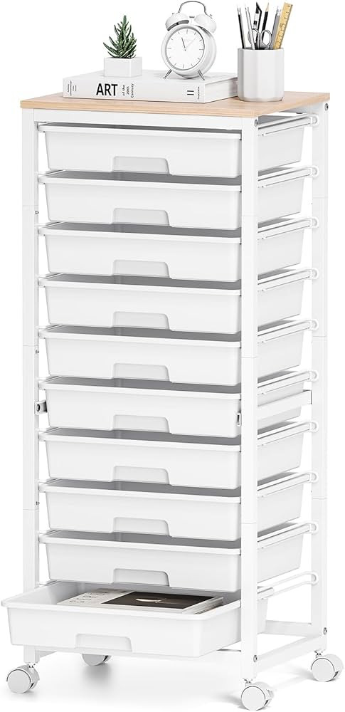 Rolling Cart with Drawers,10 Drawer Rolling Cart,Storage Cart with Wheels,Utility Cart with Drawe... | Amazon (US)