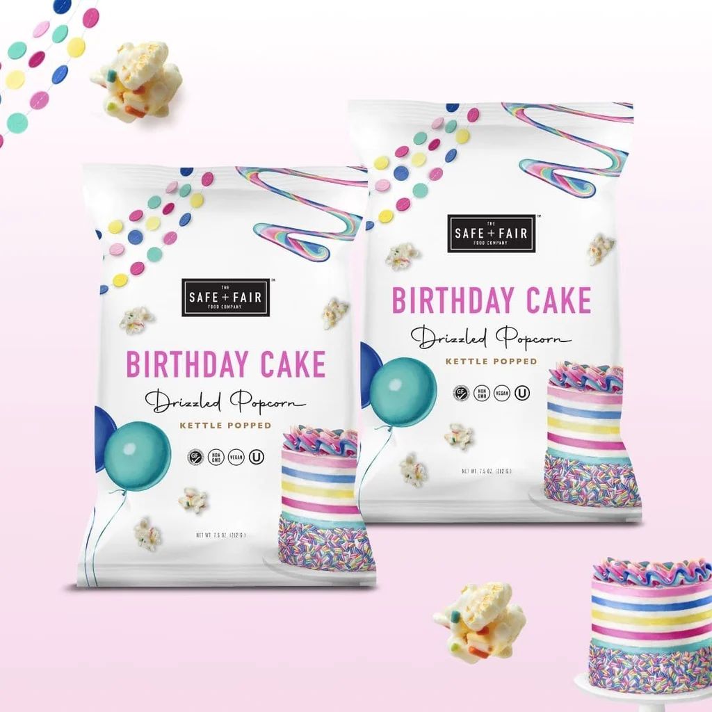 Birthday Cake Drizzled Popcorn Pack | Safe + Fair