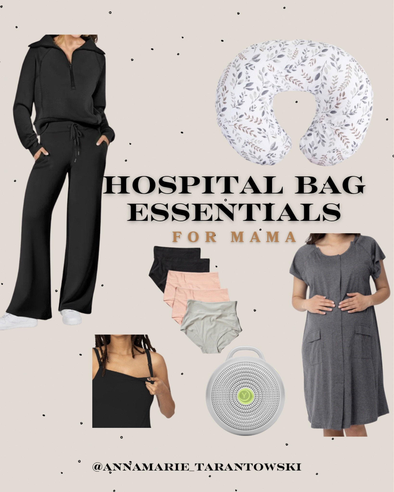 Here are some of my favs for your hospital bag! I highly suggest a labor and delivery gown (so comfy after labor!), easy nursing tanks, sound machine for everyone in the hospital room-you’re gonna wanna drown that sound out! Nursing pillow (boppy), good underwear or support bloomers!🫶🏼

#LTKBaby #LTKBump #LTKFindsUnder50