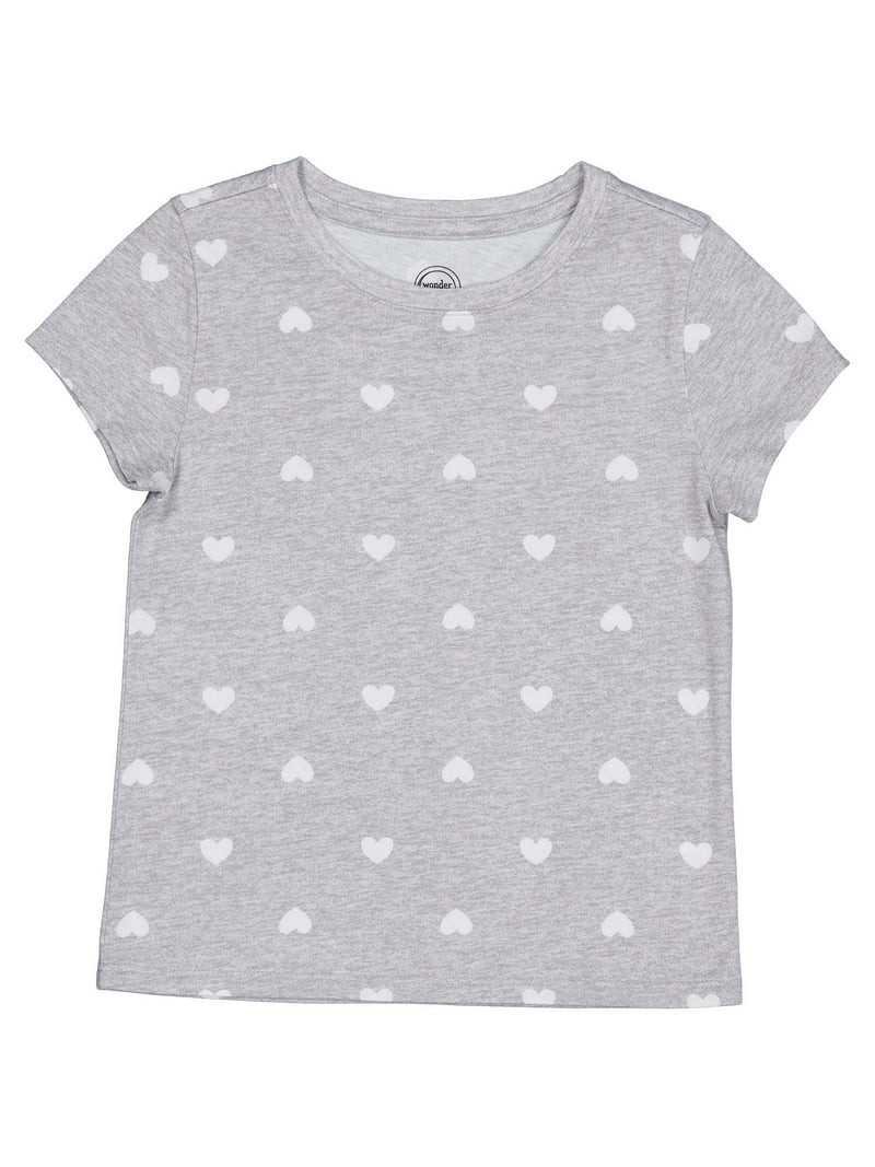 Wonder Nation Girls Kid Tough Tee with Short Sleeves, Sizes 4-18 & Plus - Walmart.com | Walmart (US)