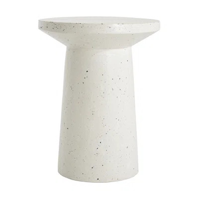 Skyler Outdoor 18.75'' Wide White Ribbed Terrazzo Modern MGO Side Table | Wayfair North America