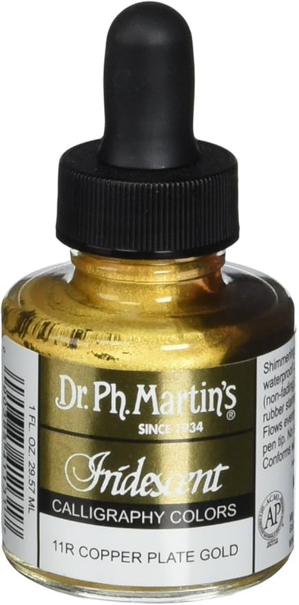 Dr. Ph. Martin's Iridescent Calligraphy Color (11R) Ink Bottle, Copper Plate Gold | Amazon (US)