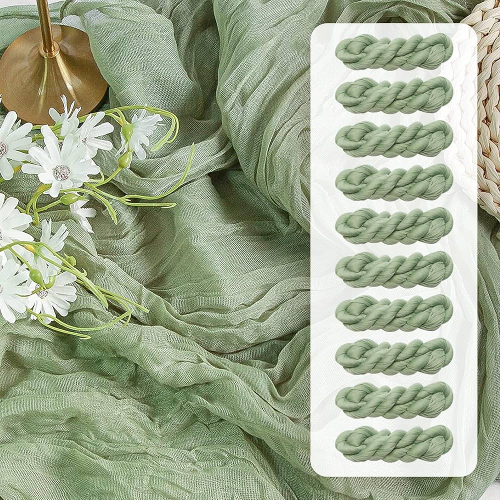 FEXIA 10 Pack Sage Green Table Runner 35x120 Inches for Baby Shower Decoration Gauze Table Runner... | Amazon (US)