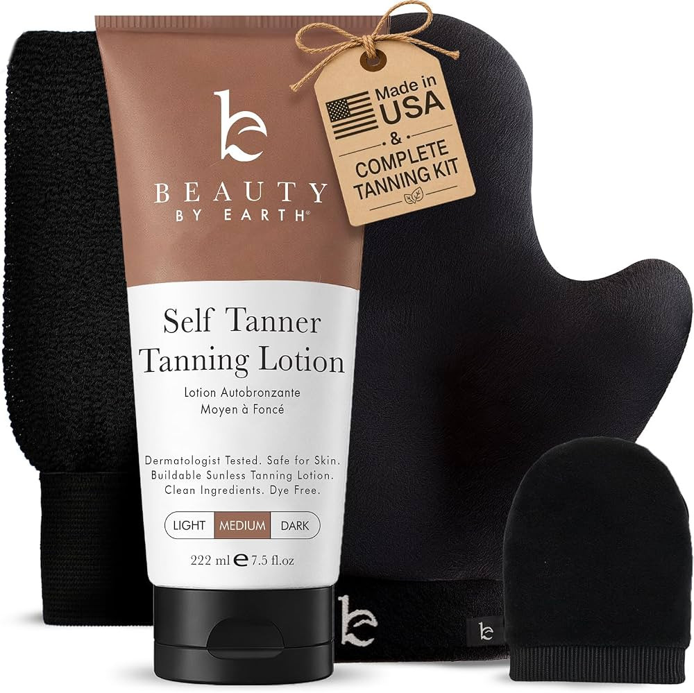 Self Tanner Lotion & Mitt Set - USA Made with Natural & Organic Ingredients | Amazon (US)