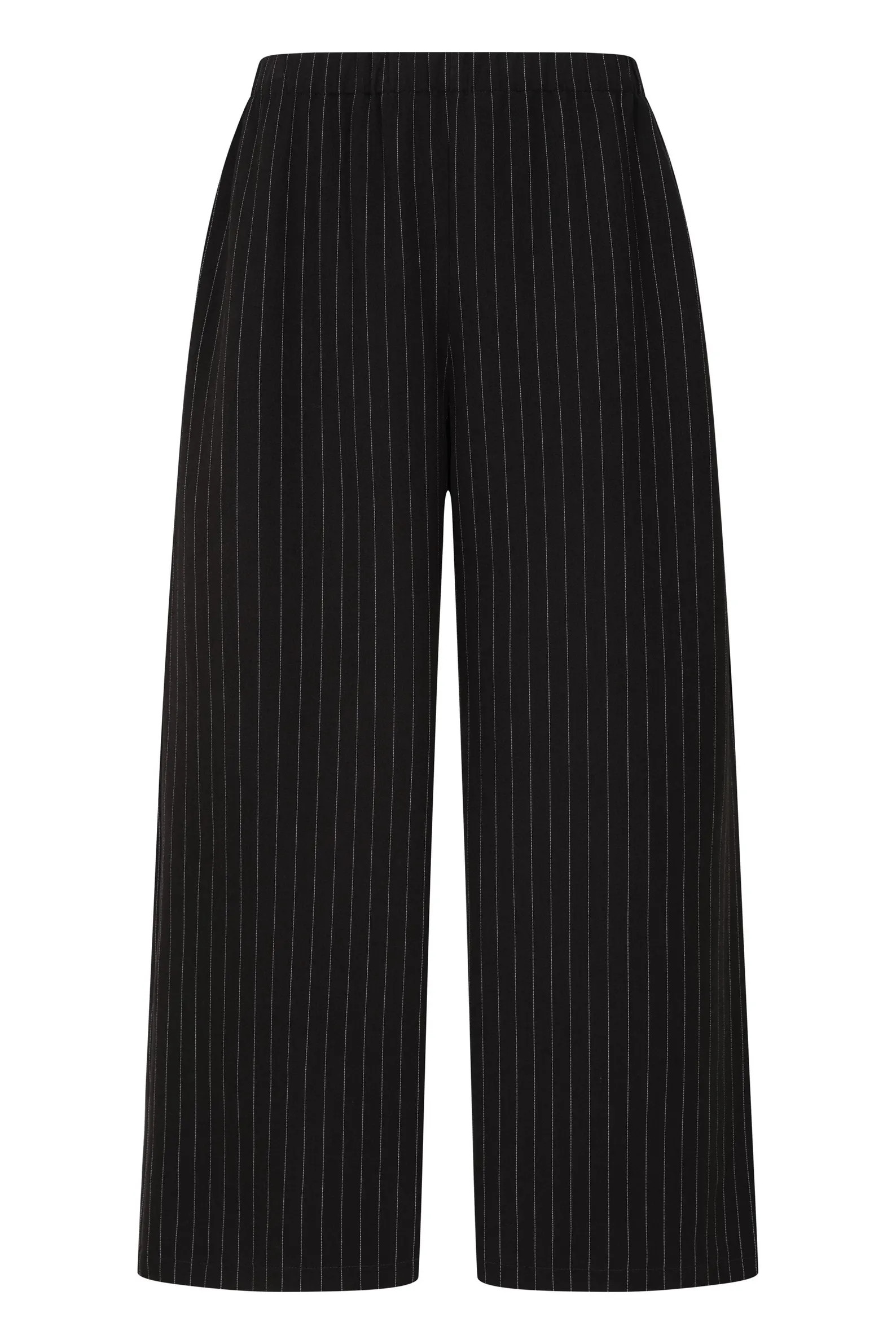 Plus Size Wide Leg Trouser – Black Stretch Pinstripe - Stripe | Etsy (US)