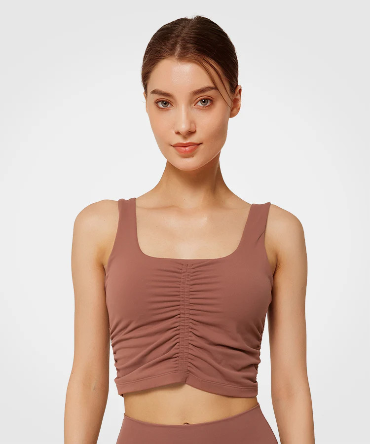 Echo Shirring Padded Yoga Bra | Women's Light Support Sports Bra | Yvette Sports Development