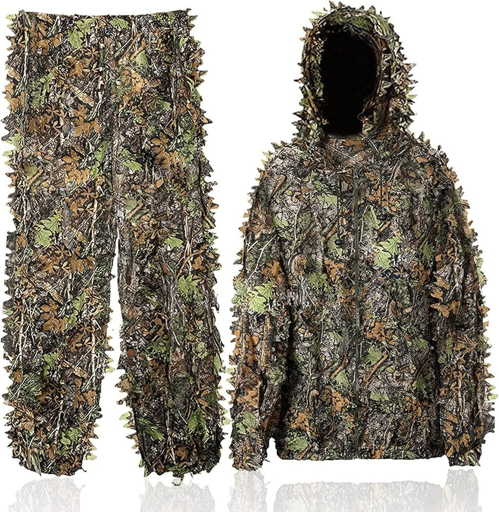 Ghillie Suit, 3D Leafy Camo Suit Hunting Camouflage Clothing Woodland Apparel for Hunting Airsoft... | Amazon (US)