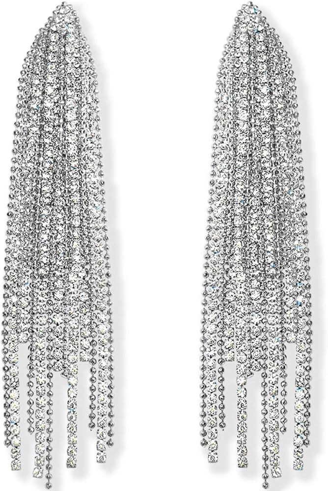 Humble Chic Simulated Diamond Long Earrings for Women - Cubic Zirconia Crystal Statement Dangle E... | Amazon (US)