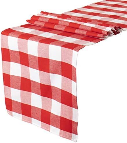 Buffalo Check Table Runner 13''x72'' Red and White Cotton Checkered Table Runner Buffalo Plaid Ta... | Amazon (US)