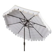 Safavieh Maui 9' Market Crank Striped Tilt Patio Umbrella, Beige/White | Walmart (US)