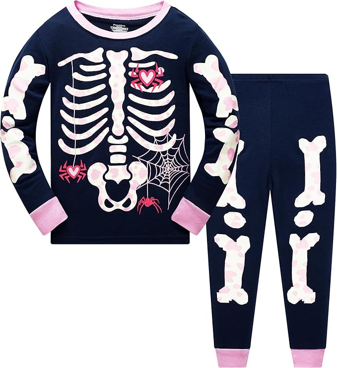Kids Skeleton Pajamas Glow in the Dark 100% Cotton Sleepwear Toddler Girls Boys Skull Halloween P... | Amazon (US)