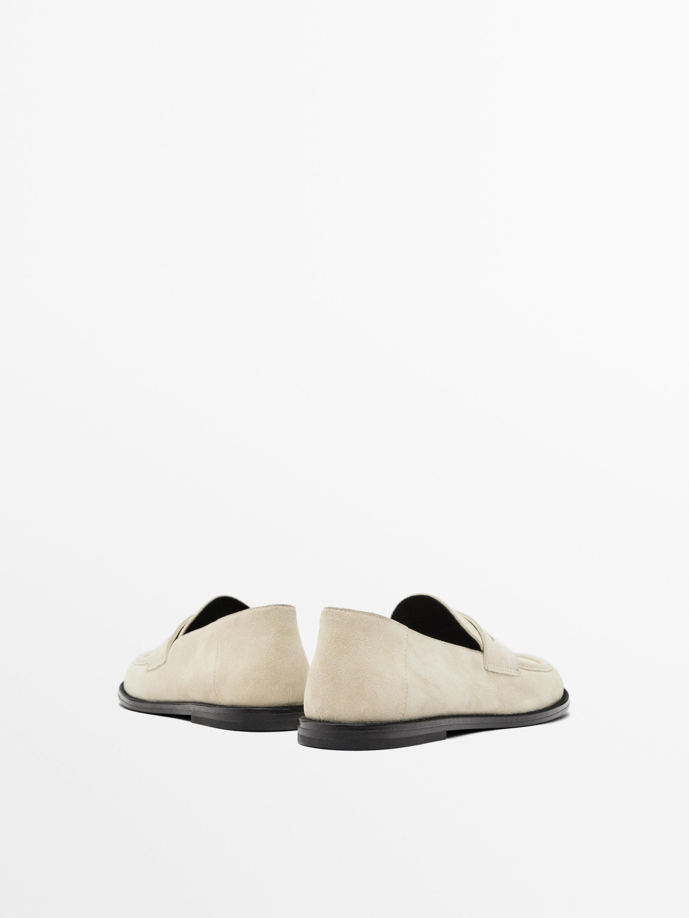 Split leather loafers · White · Shoes | Massimo Dutti | Massimo Dutti UK