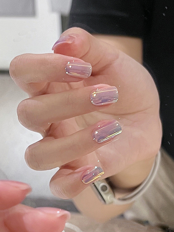 Upgrade Your Look With 24pcs Puka Short Square Glitter Press On Full Cover Fake Nail Kit | SHEIN