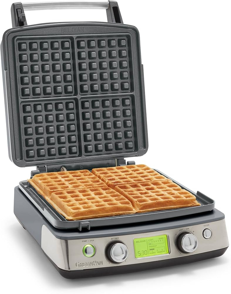 GreenPan Elite 4-Square Belgian & Classic Waffle Maker,Healthy Ceramic Nonstick Dishwasher Safe P... | Amazon (US)