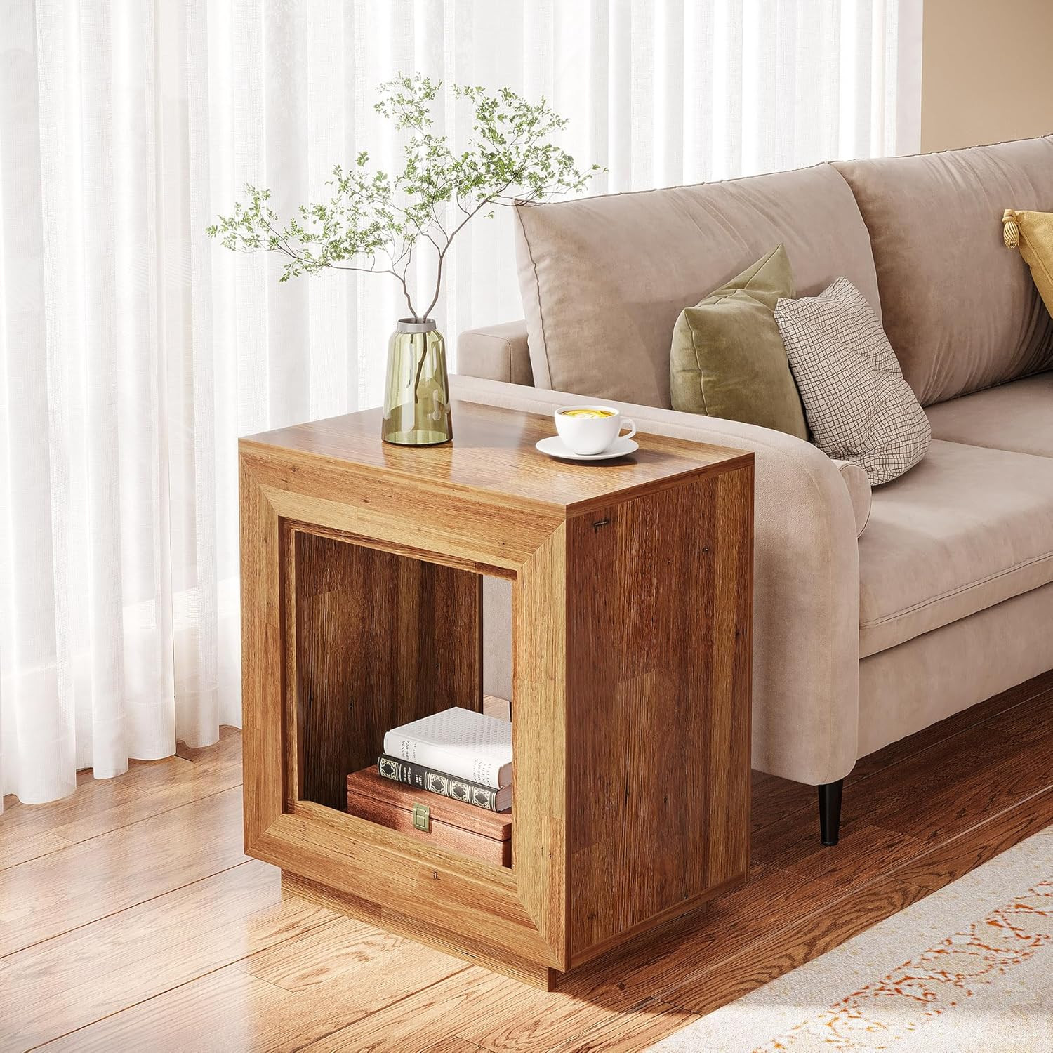 Tribesigns Rustic Wood End Table, 2 Tiered Square Side Table (1, Walnut) | Amazon (US)